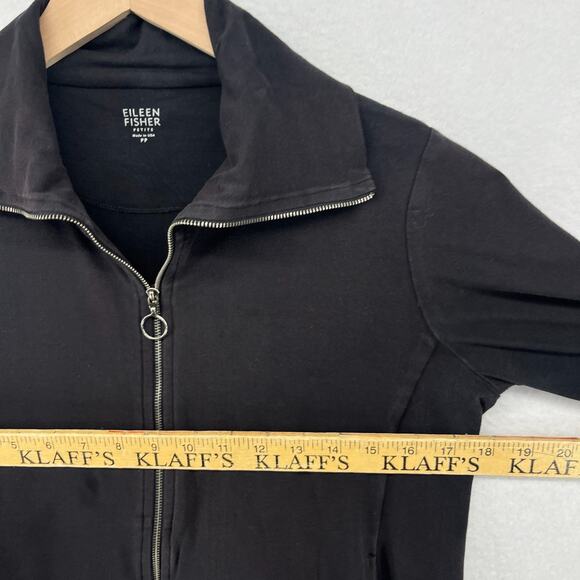 EILEEN FISHER Jacket PP Organic Cotton Stretch Jersey Track Full Zip Black USA - Picture 10 of 12